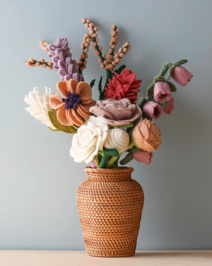 Odin Parker Felt Flowers In A Vase *New* 3 Odin Parker Felt Flowers In A Vase *New*