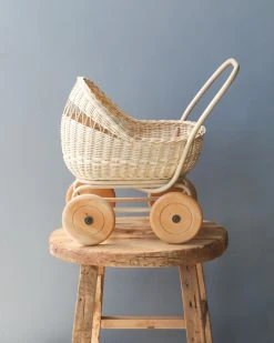 Poppie Toys Rattan Doll Pram Stroller *New*