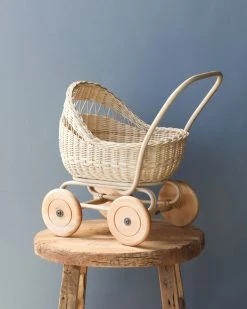 Poppie Toys Rattan Doll Pram Stroller *New*
