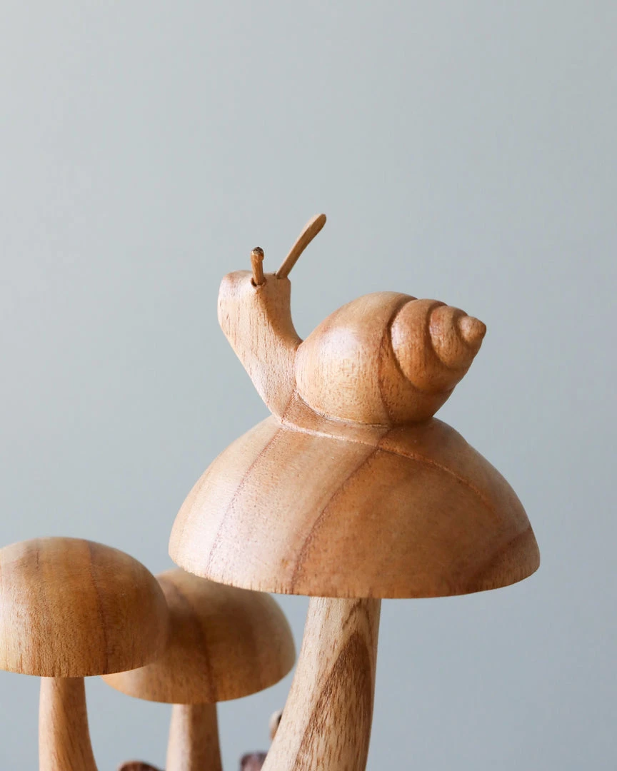 Odin Parker *New* Handmade Wooden Mushrooms With Snail 5 Odin Parker *New* Handmade Wooden Mushrooms With Snail