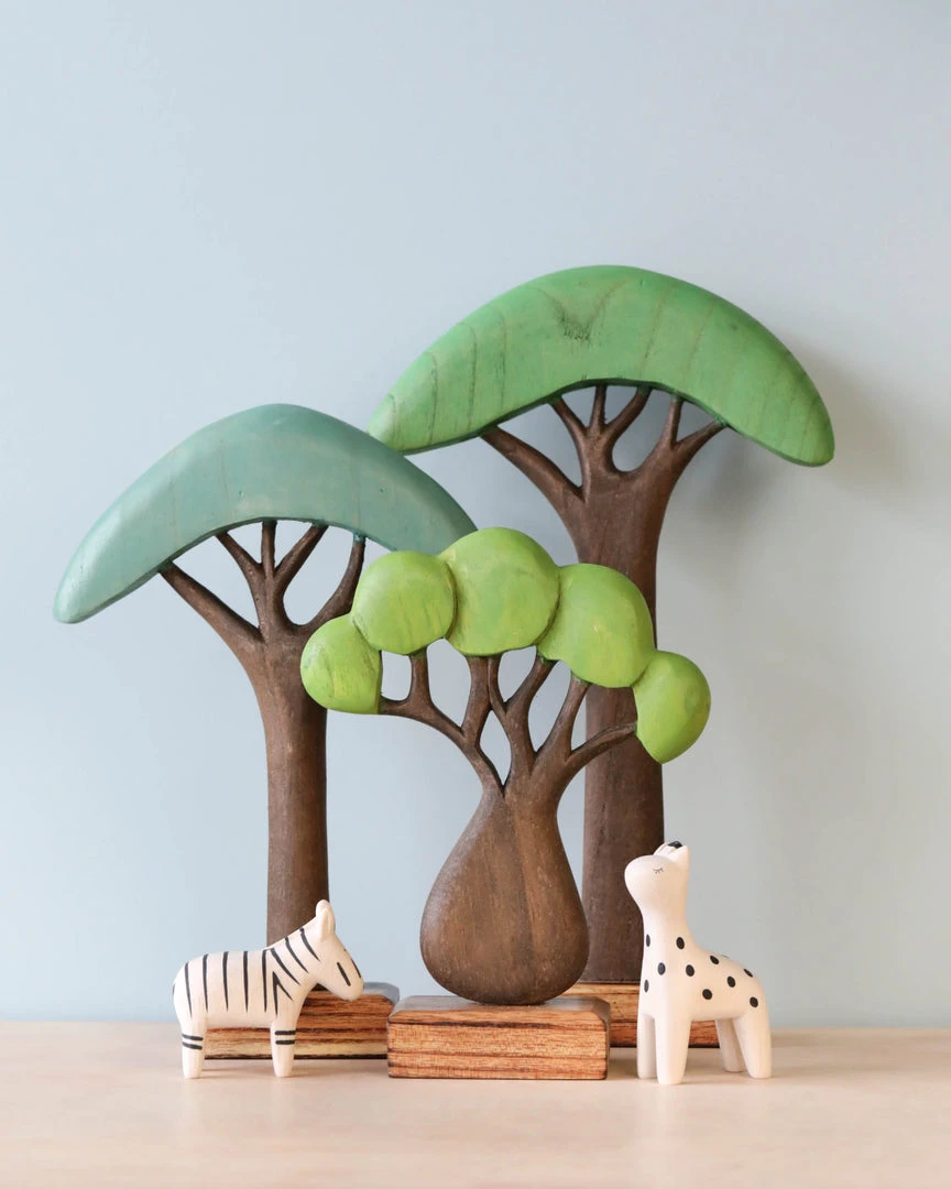 Papoose *New* Wooden African Trees 3 Papoose *New* Wooden African Trees