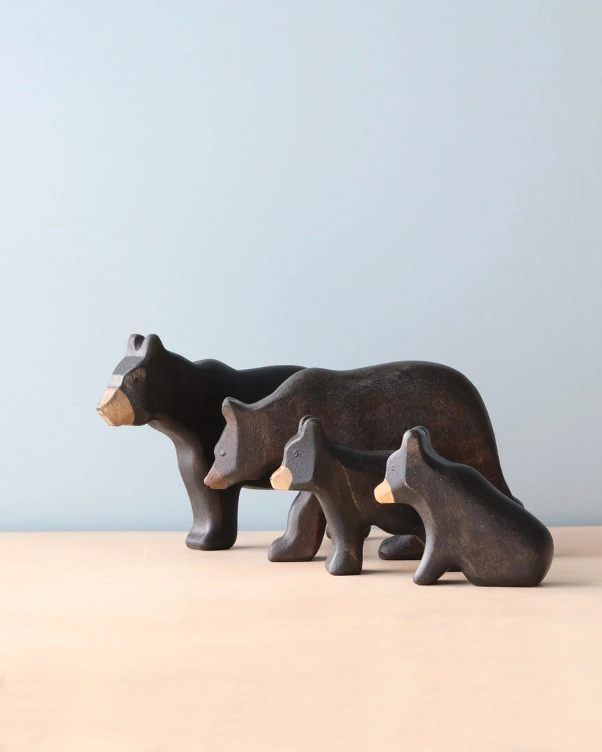 Forest Melody *New* Handmade Wooden Black Bear Family 3 Forest Melody *New* Handmade Wooden Black Bear Family