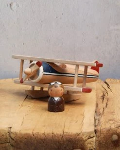 Gnezdo Handmade Wooden Airplane With Pilot