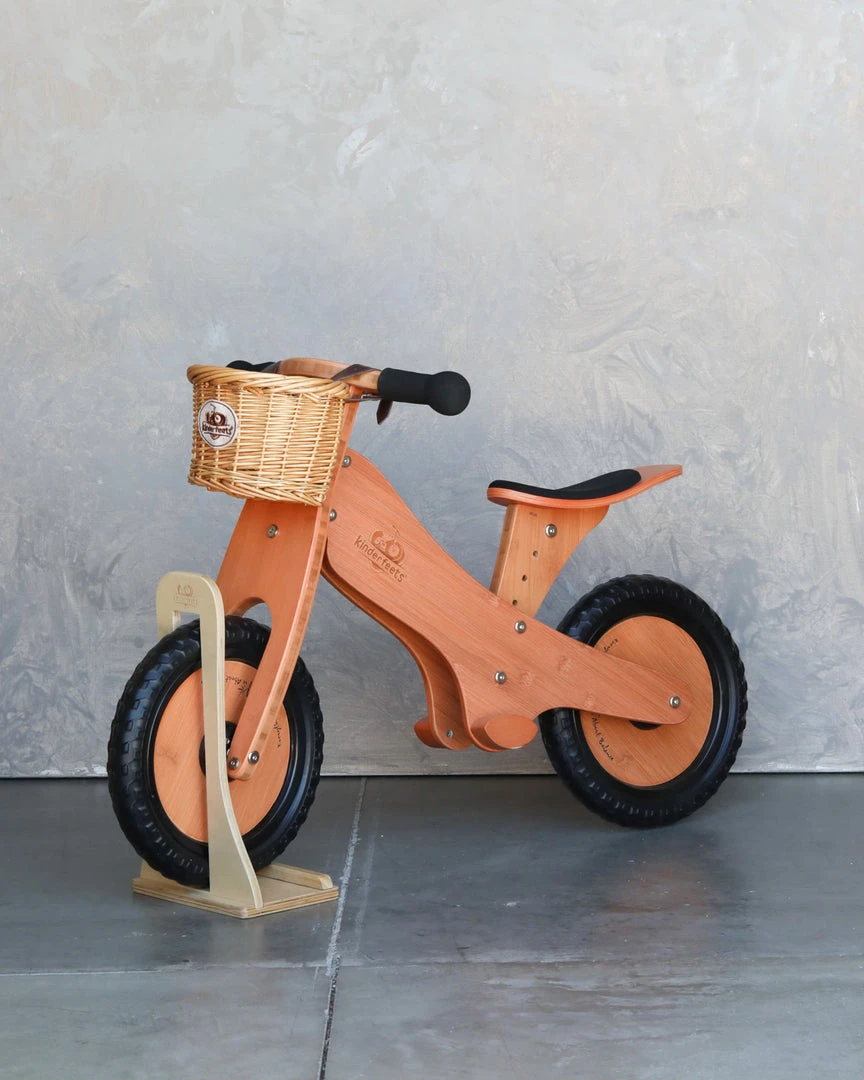 Kinderfeets Bamboo Balance Bike With Basket & Stand 4 Kinderfeets Bamboo Balance Bike With Basket & Stand