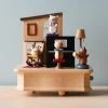 Wooderful Life Wooden Cat Playing Piano Music Box