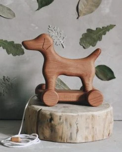 Outlet Handmade Wooden Dog Pull Toy Wooden Animals