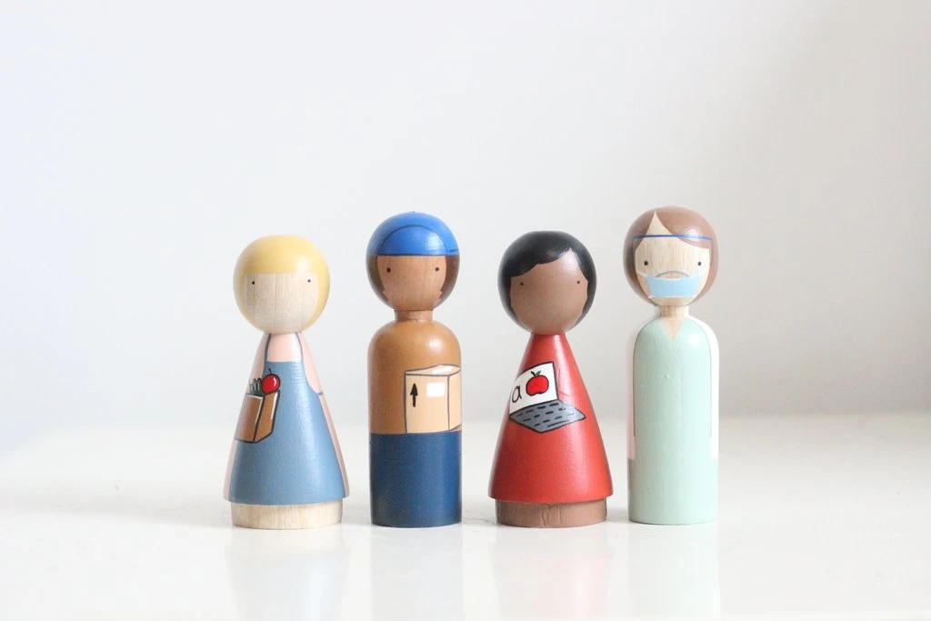 Goose Grease Essential Workers Peg Dolls *New* 4 Goose Grease Essential Workers Peg Dolls *New*