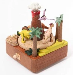 Wooderful Life Wooden Volcano & Dinosaur Music Box