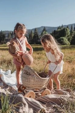 Poppie Toys Rattan Doll Pram Stroller *New*