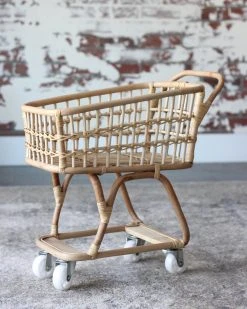 Poppie Toys *New* Rattan Grocery Shopping Cart