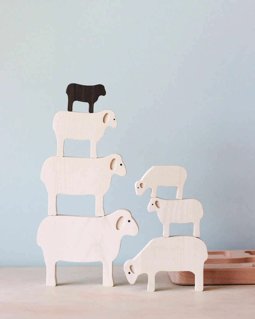 Bajo *New* Wooden Sheep Puzzle & Stacker 3 Bajo *New* Wooden Sheep Puzzle & Stacker