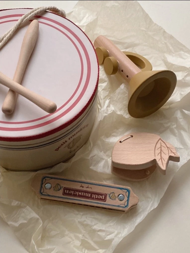 Konges Sløjd Wooden Drum & Instruments Set 3 Konges Sløjd Wooden Drum & Instruments Set