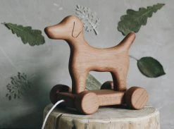Outlet Handmade Wooden Dog Pull Toy Wooden Animals